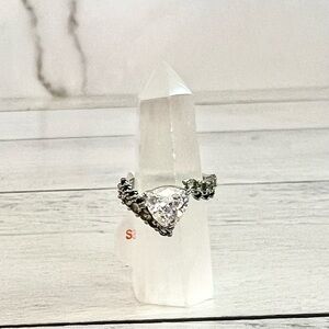 Elegant Silver Hearts on Fire Ring
